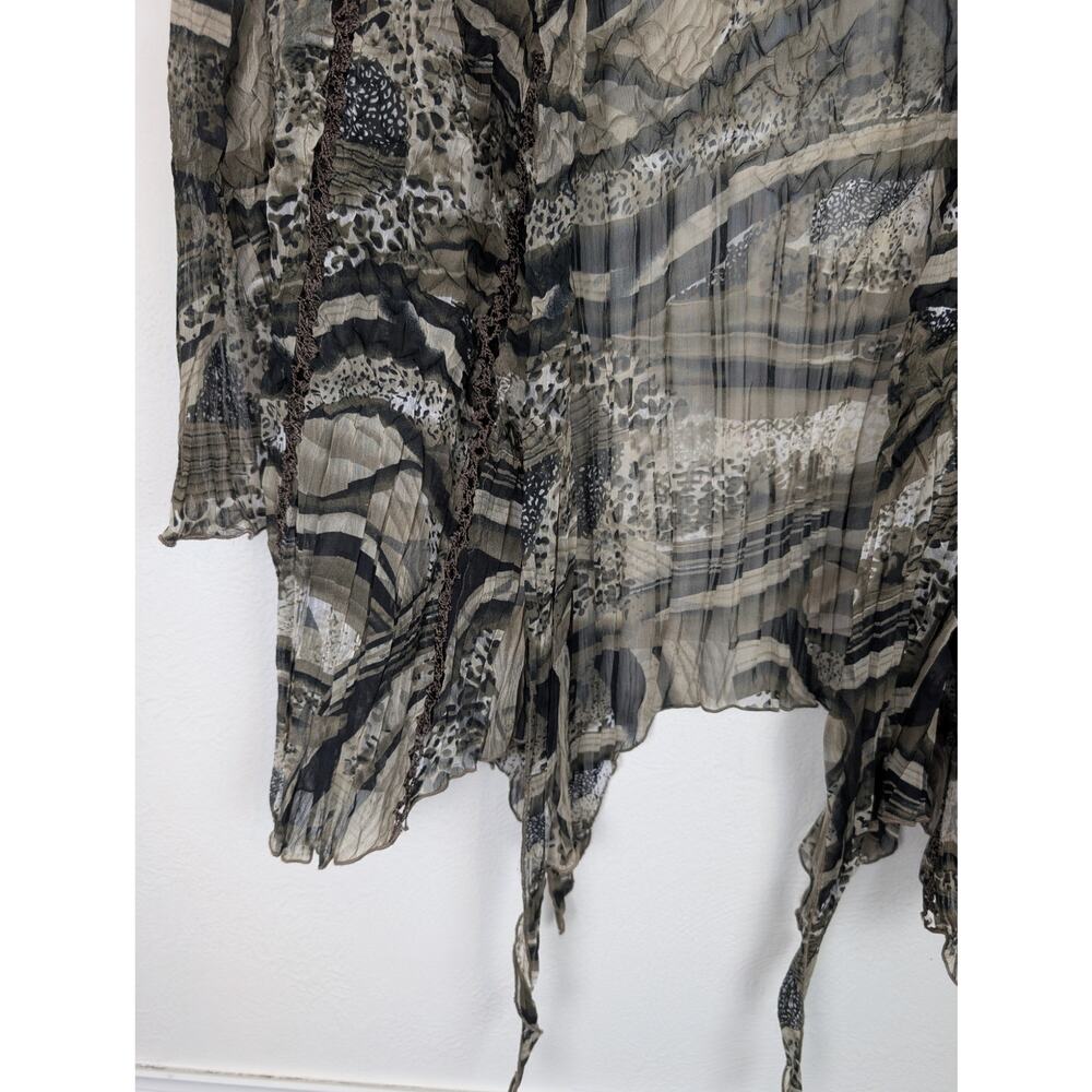 Alberto Makali Cardigan Crinkle Open Front Lace Mixed Animal Print Black Size M - Picture 3 of 10